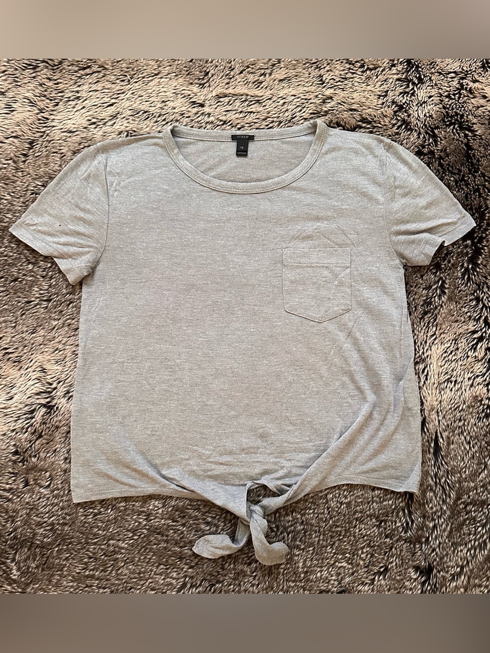 J. Crew Heather Gray Tie-Hem Pocket Tee